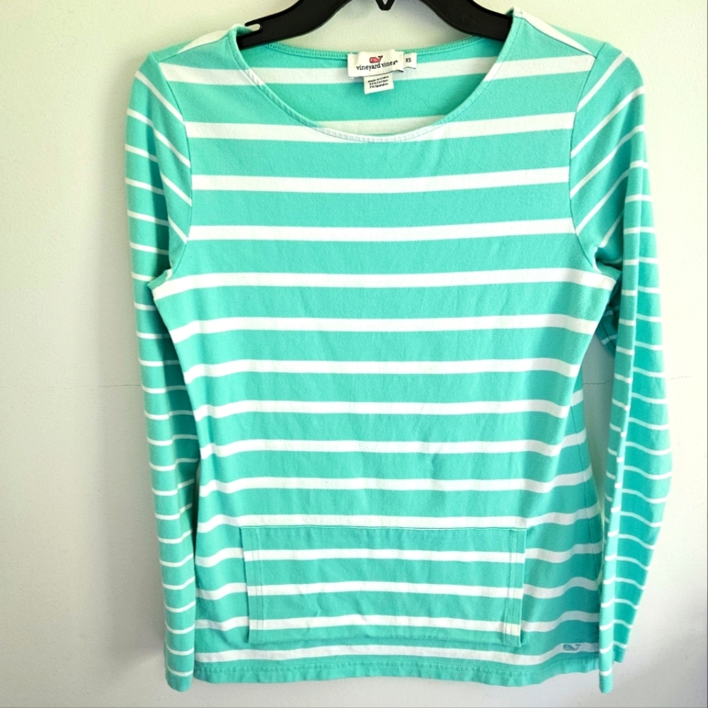 Vineyard Vines turquoise stripe tshirt top